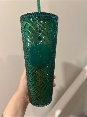 Starbucks Deep Emerald Faceted Tumbler with Straw